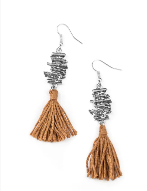 Tiki Tassel Brown Earrings