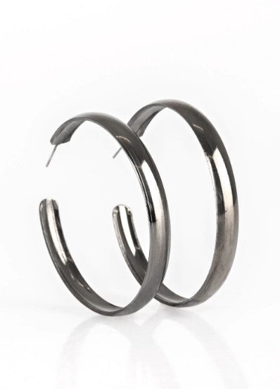 A Double Feature Black Hoop Earrings