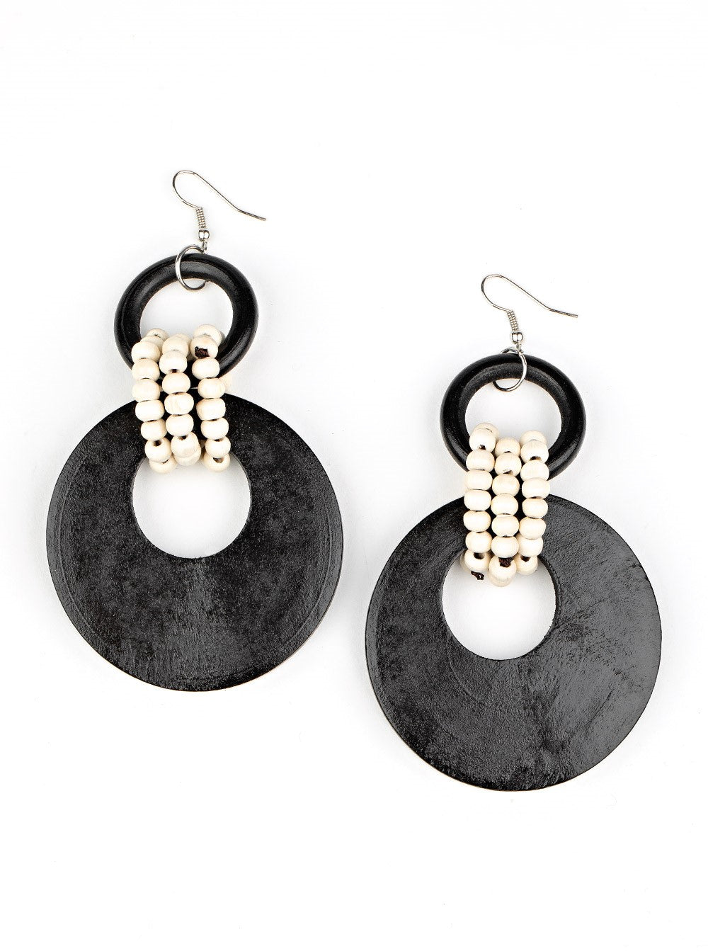 Beach Day Drama Black Wood Earrings