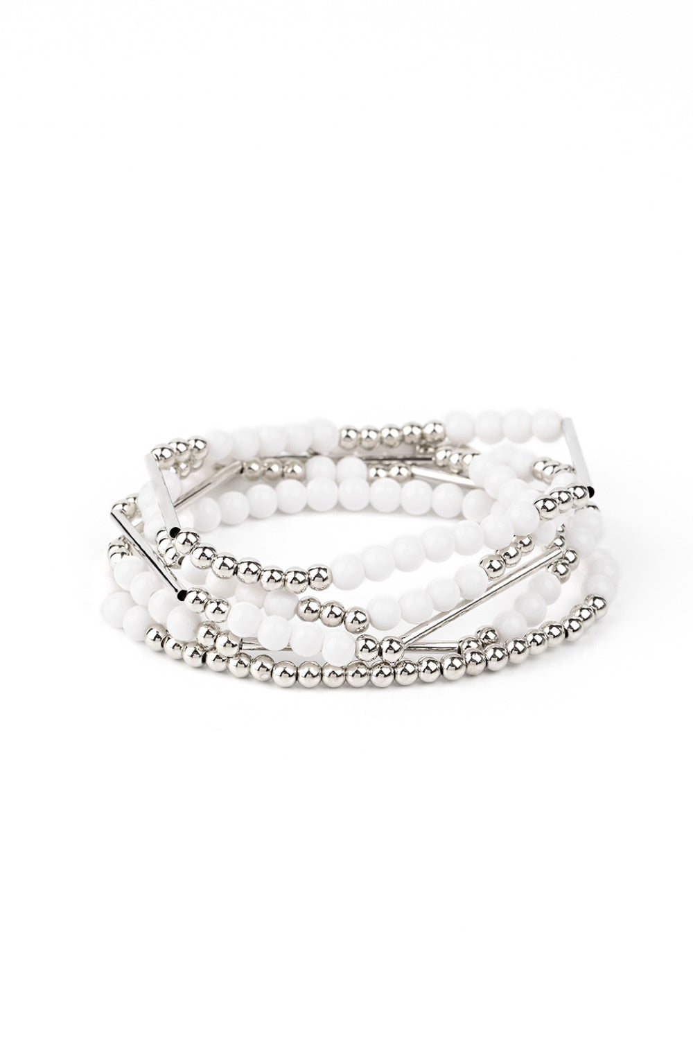BEAD Between The Lines White Stretch Bracelet