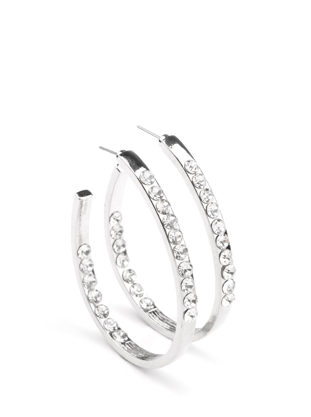 Borderline Brilliance White Hoop Earrings