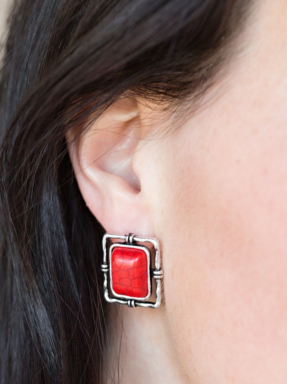 Center STAGECOACH Red Post Earrings