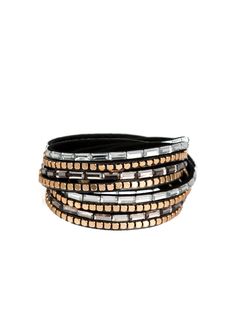 This Time With Attitude Black Double Wrap Bracelet