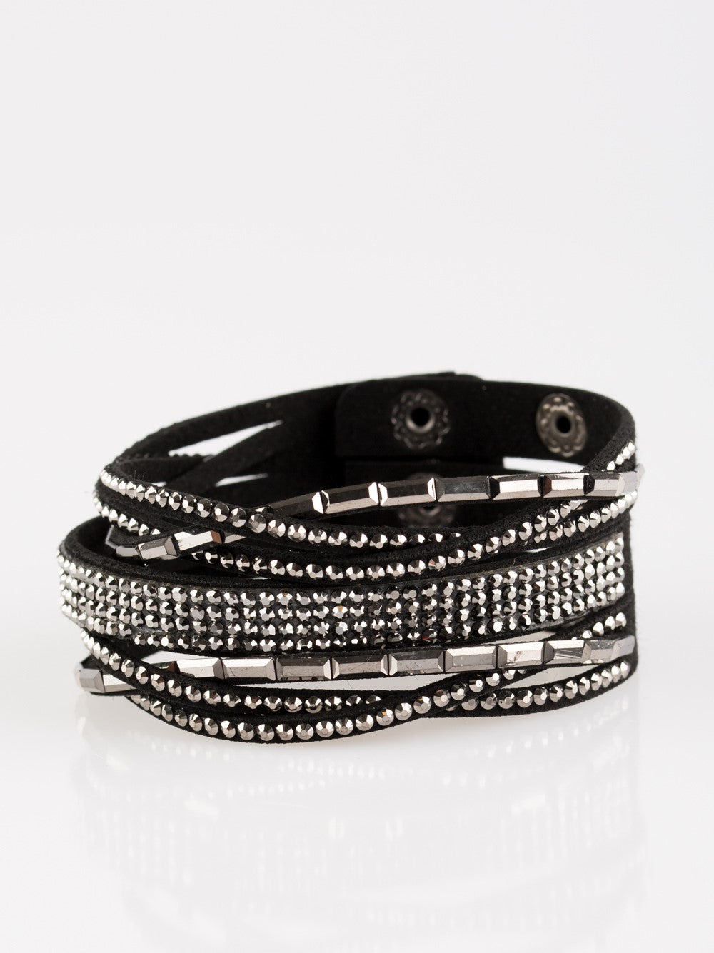 Tough Girl Glamour Black Single Wrap Bracelet