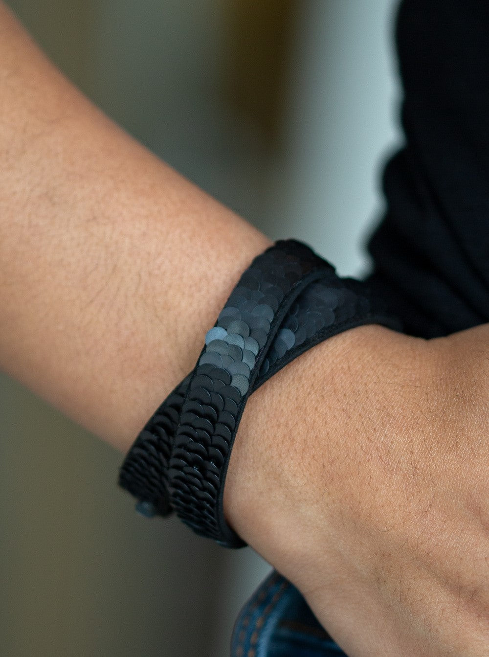 Under The SEQUINS Silver Double Wrap Bracelet