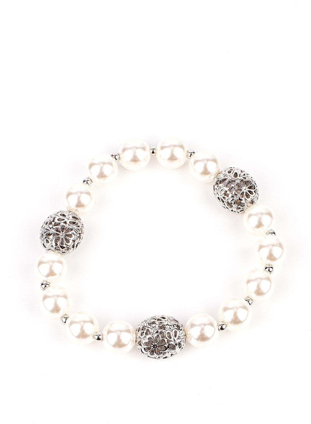 Upscale Whimsy White Stretch Bracelet