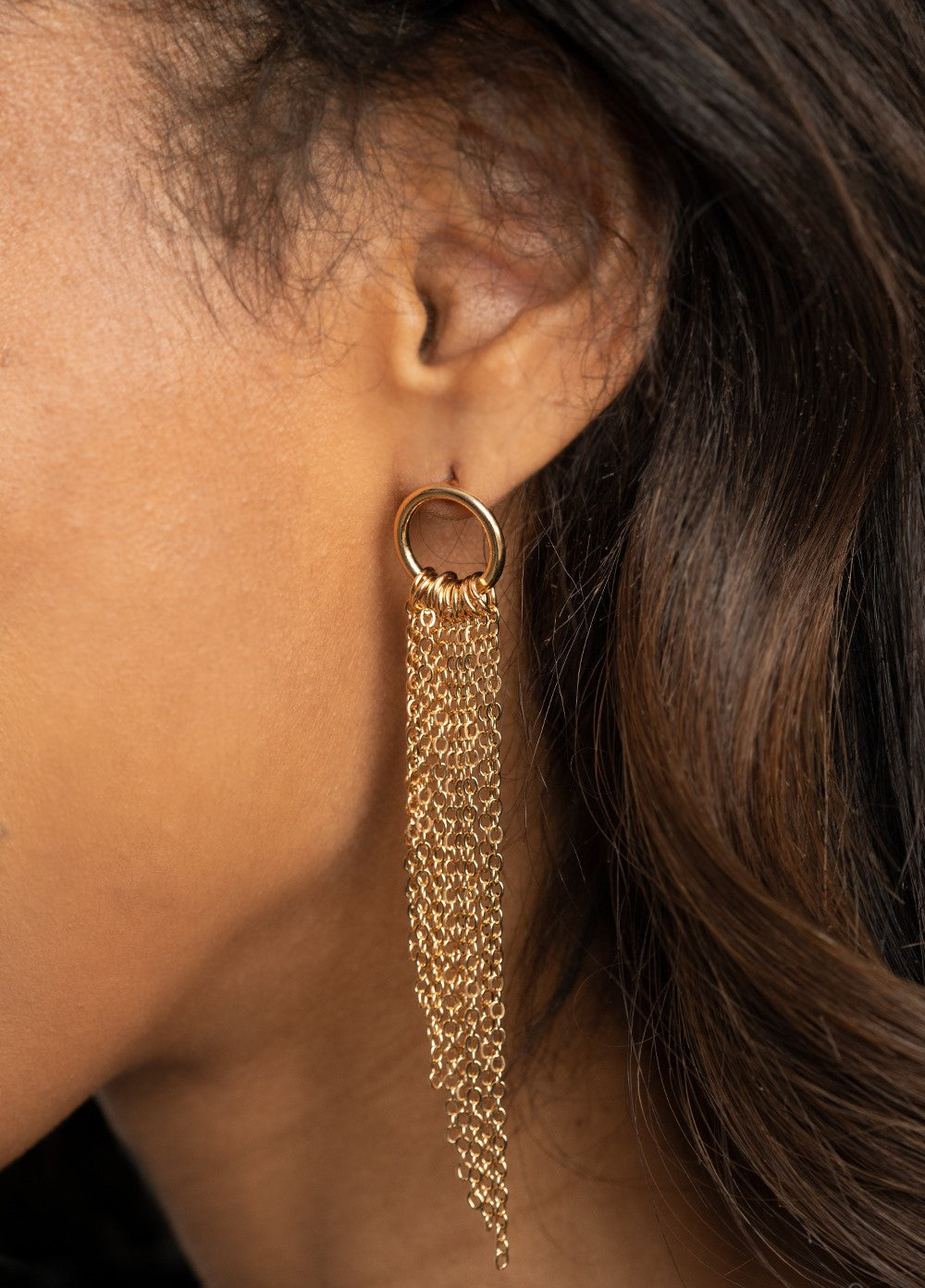 Divinely Dipping Gold Post Earrings