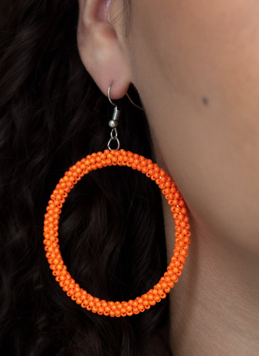 Beauty And The BEACH Orange Hoop Earrings