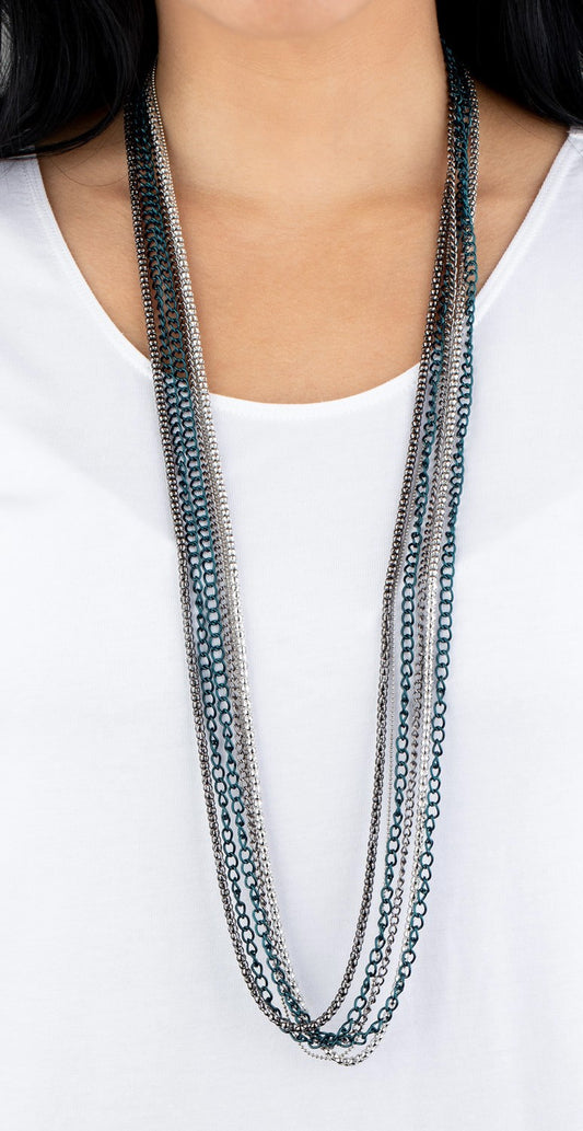 Colorful Calamity Blue Industrial Necklace