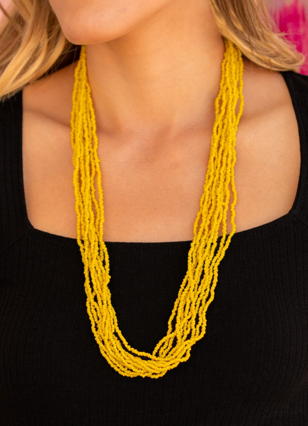 Congo Colada Yellow Seed Bead Necklace