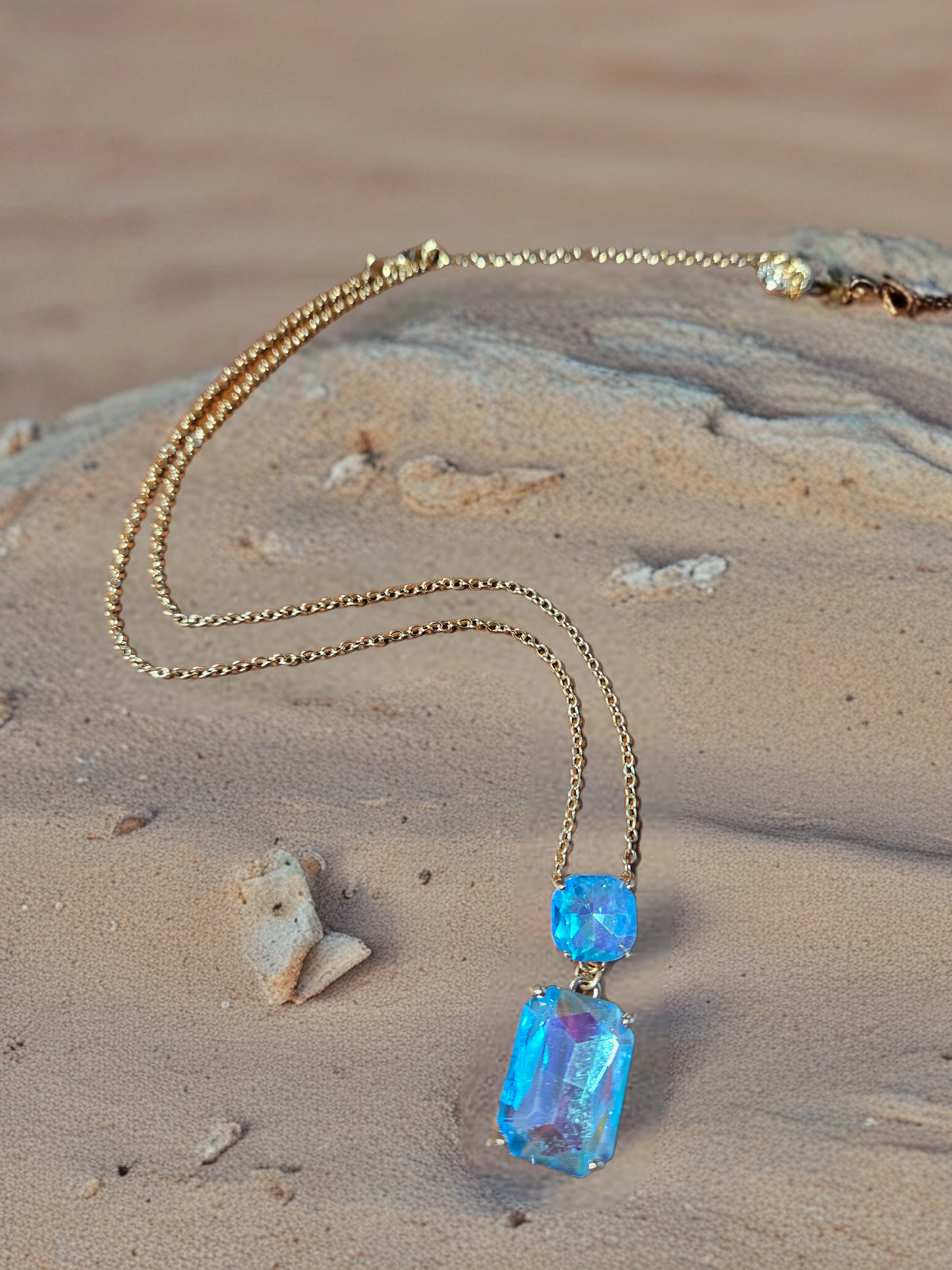 Azure Cascade Iridescent Necklace