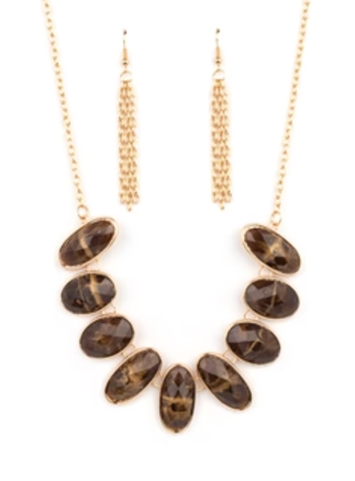 Elliptical Episode Brown Necklace