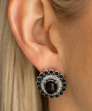 Floral Flamboyance Black Post Earrings