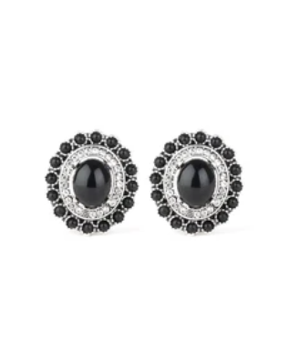 Floral Flamboyance Black Post Earrings