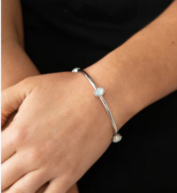 Gleam-Getter White Bangle Bracelet