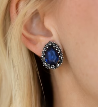 Quintessentially Queen Blue Clip-On Earrings