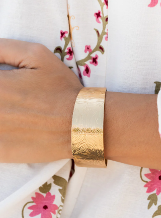 Coolly Curved Gold Cuff Bracelet