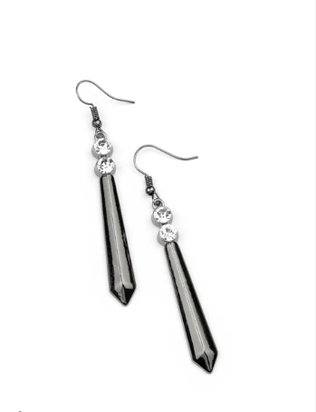 Sparkle Stream Black Earrings