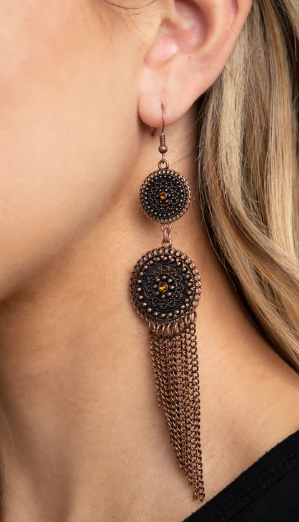 Medallion Mecca Copper Earrings