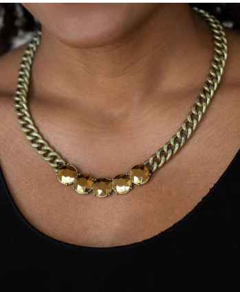 Rhinestone Renegade Brass Necklace