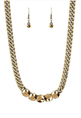 Rhinestone Renegade Brass Necklace