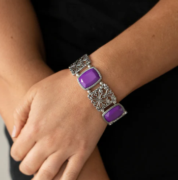 Colorful Coronation Purple Stretch Bracelet