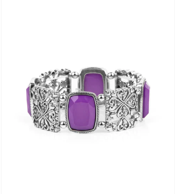 Colorful Coronation Purple Stretch Bracelet