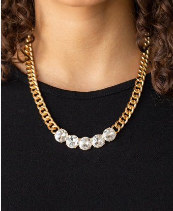 Rhinestone Renegade Gold Necklace