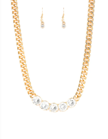 Rhinestone Renegade Gold Necklace