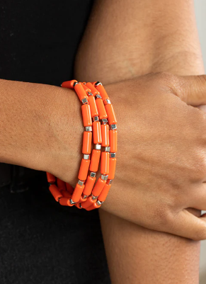 Radiantly Retro Orange Stretch Bracelet