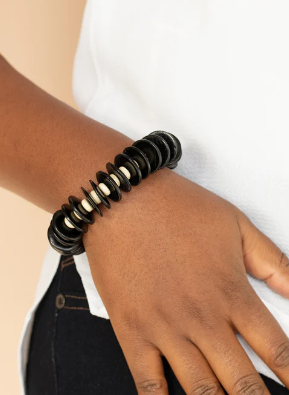 Caribbean Reels Black Stretch Bracelet