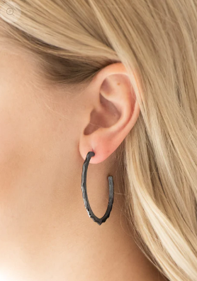 Danger Zone Black Hoop Earrings