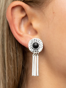 Desert Amulet Black Clip-On Earrings