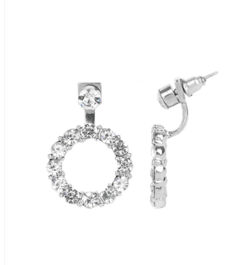 Diamond Halo White Post Jacket Earrings