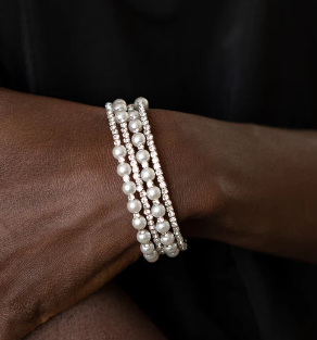 Starry Strut White Infinity Bracelet