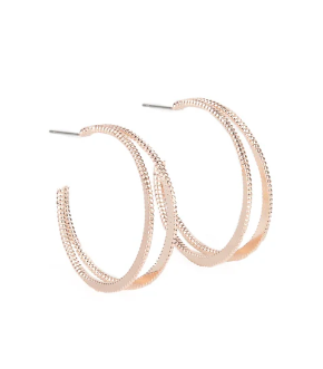 Rustic Curves Rose Gold Hoop Earrings