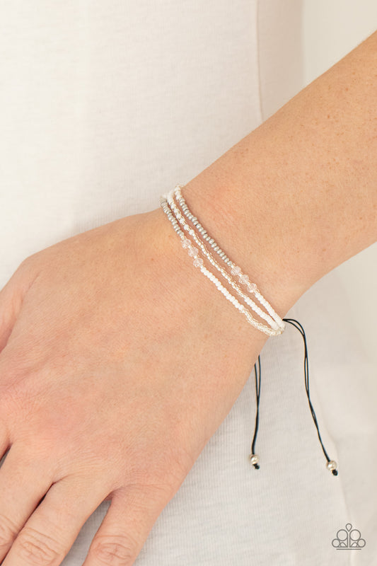 BEAD Me Up, Scotty! White Pull-Tie Bracelet