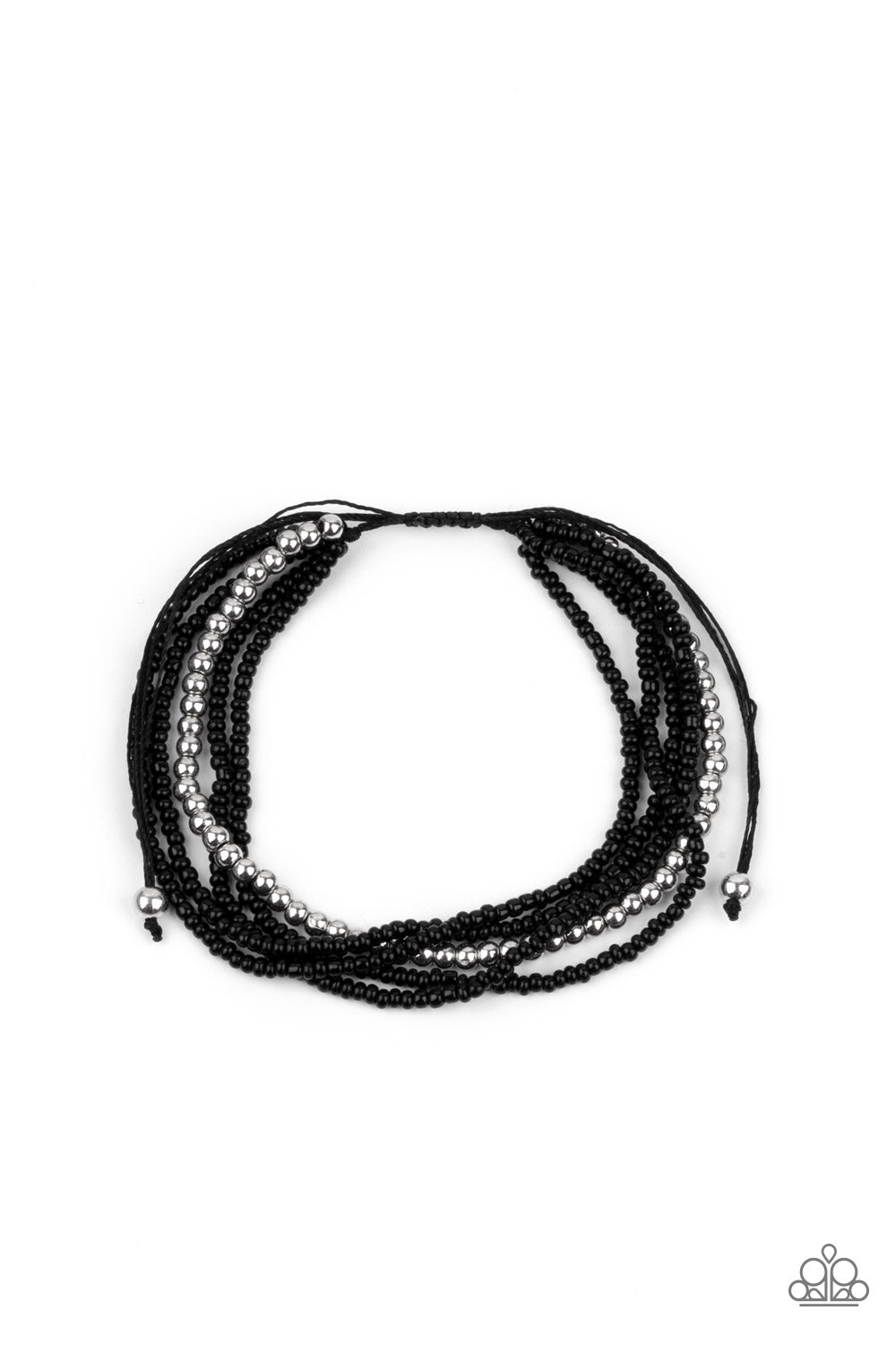 All Beaded Up Black Pull-Tie Bracelet