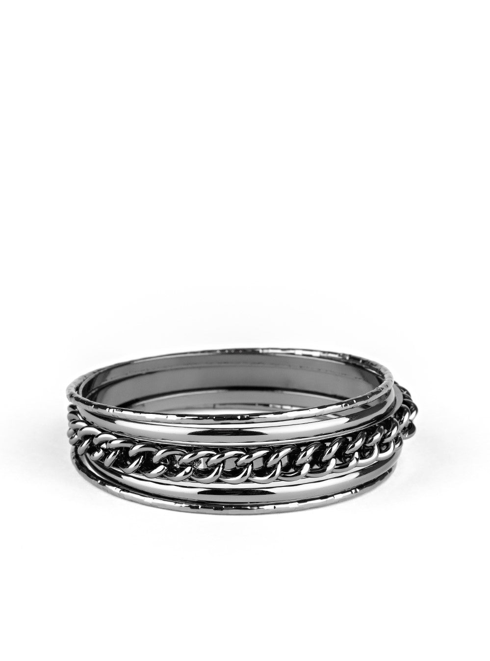 A Piece Of The Action Black Bangle Bracelet