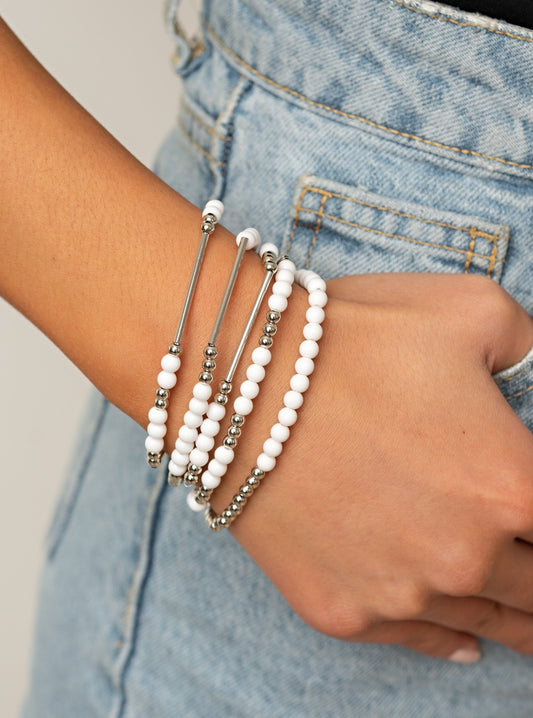 BEAD Between The Lines White Stretch Bracelet