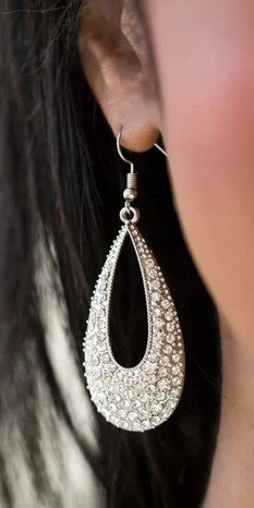 Big-Time Spender White Earrings