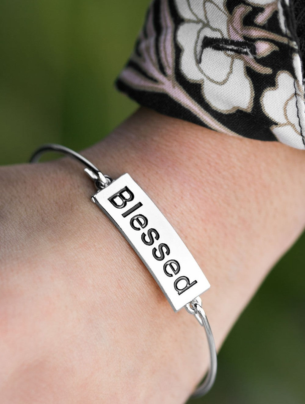 Blessed Silver Bangle Bracelet