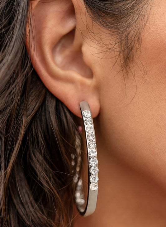 Borderline Brilliance White Hoop Earrings