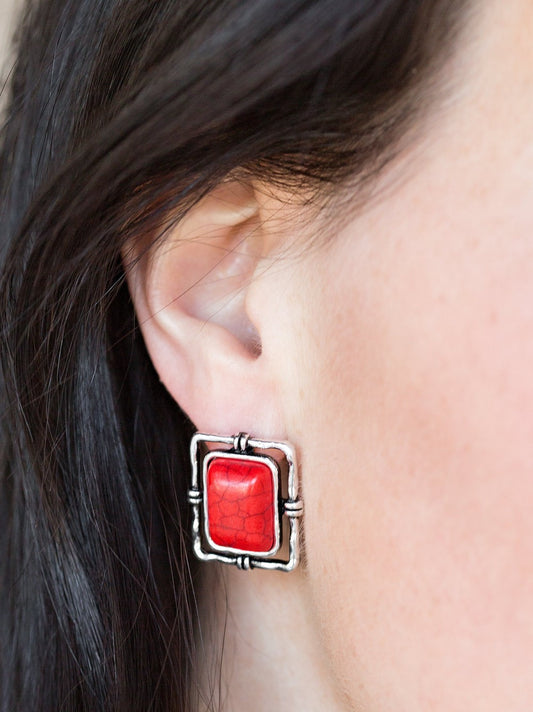 Center STAGECOACH Red Post Earrings