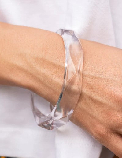 Clear-Cut Couture White Bangle Bracelet