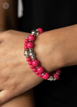 Colorful Collisions Pink Stretch Bracelet