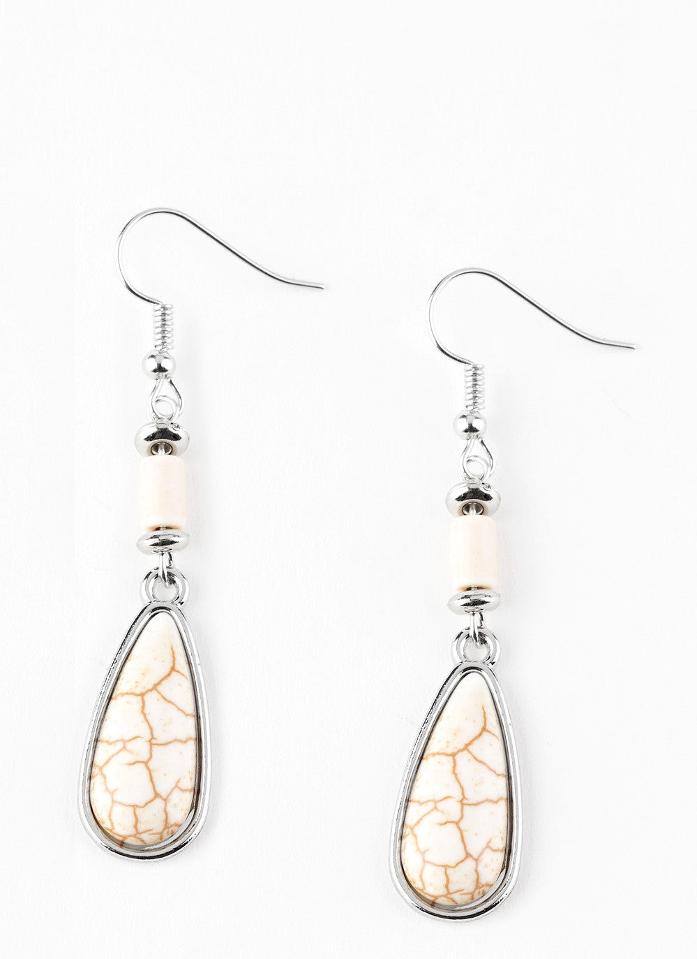 Courageously Canyon White Crackle Stone Earrings