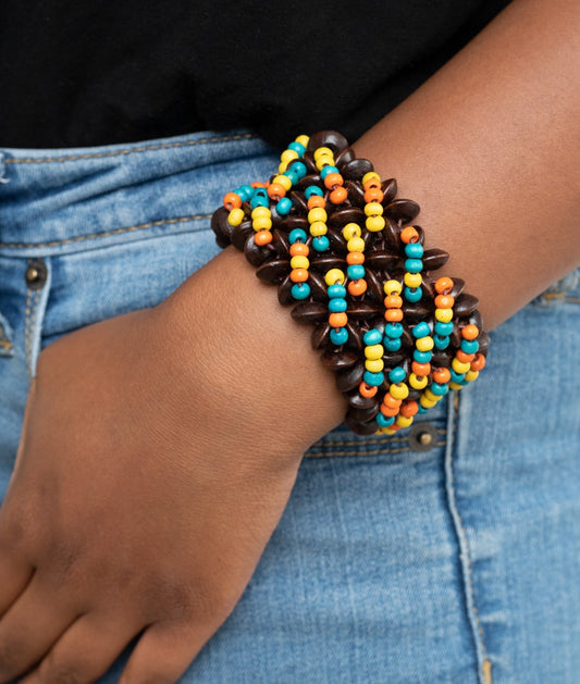 Cozy In Cozumel Multi-Colored Stretch Bracelet