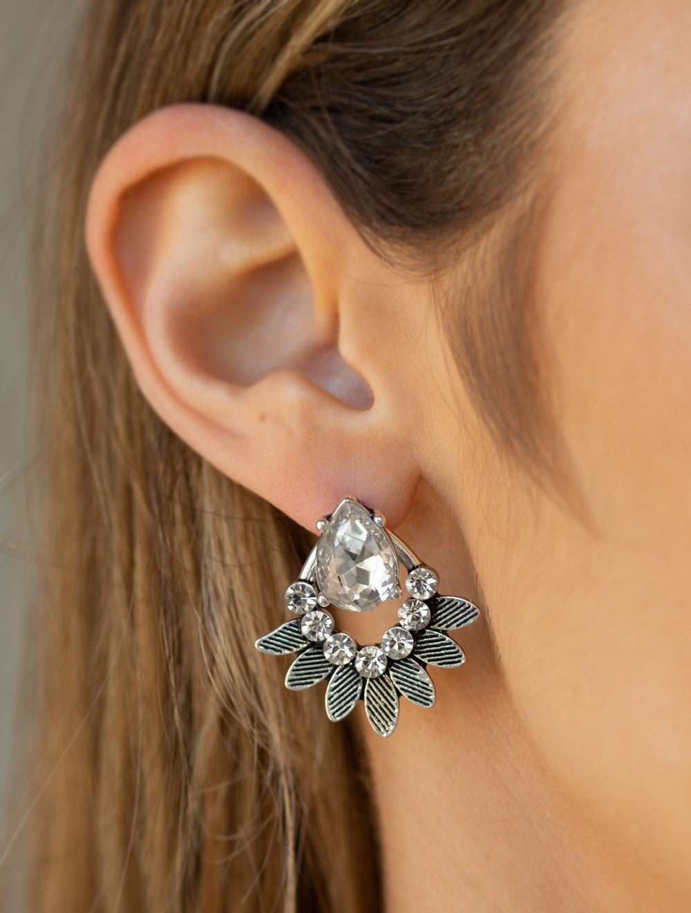 Crystal Canopy White Post Earrings