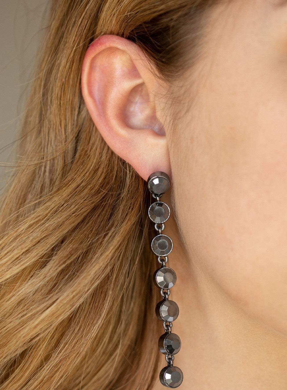 Dazzling Debonair Black Post Earrings